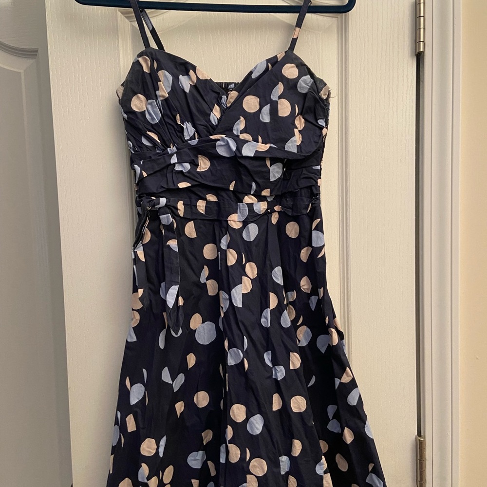 Navy polka dot a-line dress